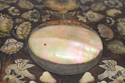 Lot 293 - Unusual 19th Century Anglo-Indian wirework- and mother-of-pearl inlaid hardwood box