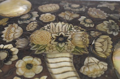 Lot 293 - Unusual 19th Century Anglo-Indian wirework- and mother-of-pearl inlaid hardwood box