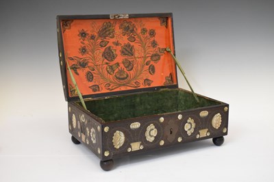 Lot 293 - Unusual 19th Century Anglo-Indian wirework- and mother-of-pearl inlaid hardwood box