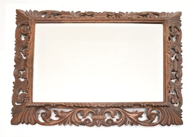 Lot 713 - Large French carved oak bevelled edge wall mirror