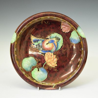 Lot 443 - Large Carlton Ware bird and waterlily pattern shallow bowl