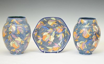 Lot 444 - Carlton Ware 'Handcraft' citrus fruit pattern pair of vases