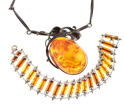 Lot 68 - Polish amber silver necklace