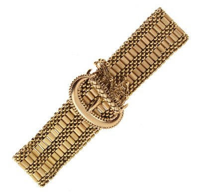 Lot 87 - Gold adjustable buckle-design bracelet