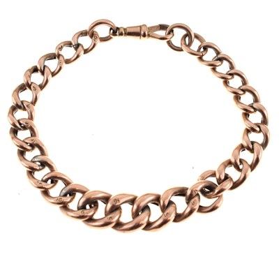 Lot 94 - 9ct rose gold hollow graduated curb link bracelet