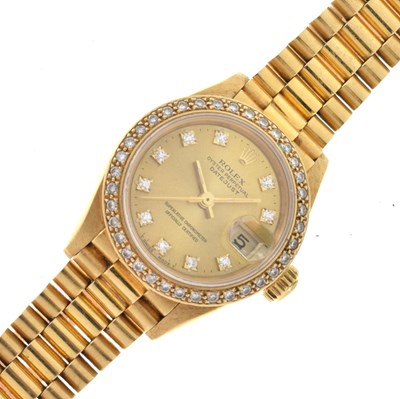 Lot 224 - Rolex - Lady's Oyster Perpetual Datejust 18ct gold wristwatch