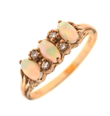 Lot 17 - 9ct gold, opal and diamond ring