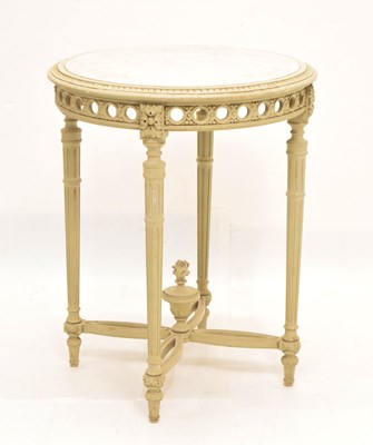 Lot 686 - Early 20th century grey painted occasional table with inset marble top