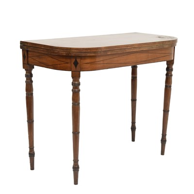 Lot 685 - Early 19th century inlaid mahogany fold-over card table