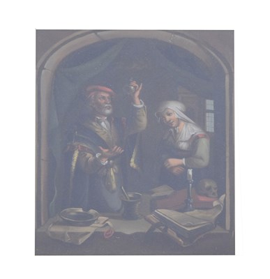 Lot 558 - 19th century Continental School - Oil on board – The Alchemist and Companion