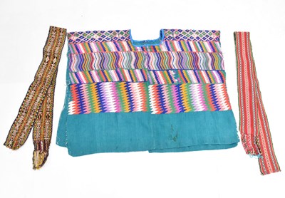 Lot 603 - Mexican multi-coloured poncho and belts