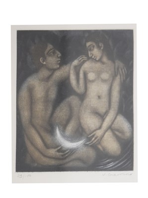 Lot 501 - 20th century Indian School - Limited edition etching - Lovers