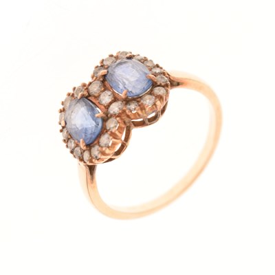 Lot 13 - Sapphire and diamond double-cluster ring