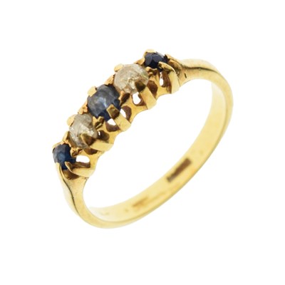 Lot 15 - Sapphire and old-cut diamond five-stone ring