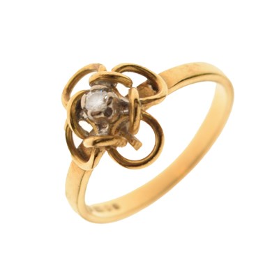 Lot 1 - 14ct gold dress ring set a small diamond
