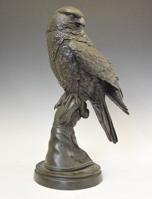 Lot 330 - Bronzed resin sculpture of a falcon