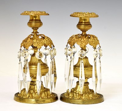 Lot 274 - Pair of gilt metal lustre candlesticks