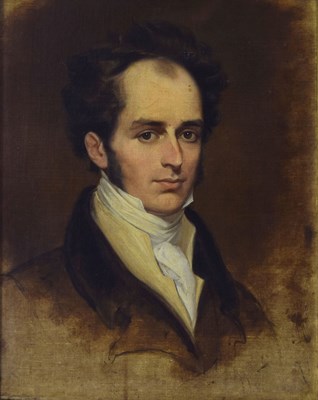 Lot 557 - 19th century - Oil on canvas - Unfinished study of a young gentleman
