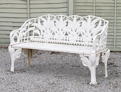 Lot 637 - Coalbrookdale-style Lily of the Valley pattern garden bench