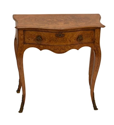 Lot 695 - Continental walnut and marquetry serpentine side table