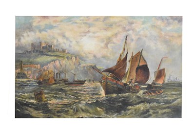 Lot 532 - 20th century oil on canvas - Sailing boats and paddle steamer in choppy sea