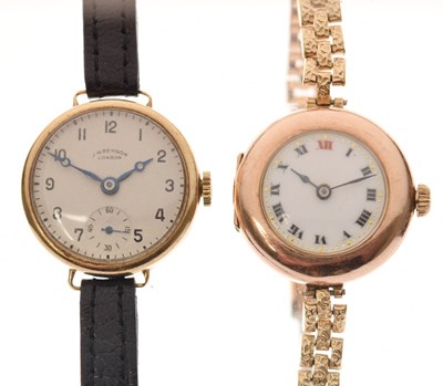 Lot 150 - Rolex - Lady's 9ct gold-cased cocktail watch, together with a J.W. Benson midsize 9ct gold-cased wristwatch