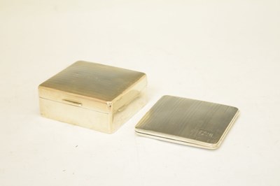 Lot 188 - George V Art Deco silver cigarette case,  together with a silver mounted table-top box