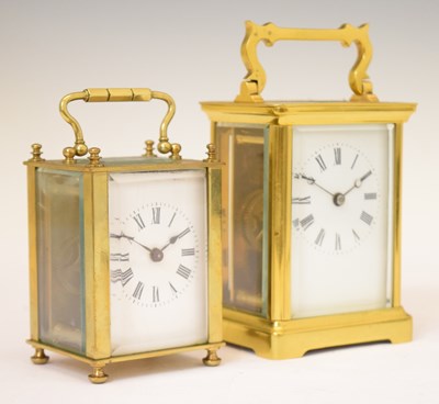 Lot 591 - Two gilt metal cased carriage timepieces