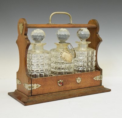 Lot 310 - Early 20th century oak cased tantalus