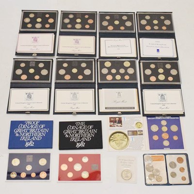 Lot 259 - Ten 1980s Royal Mint proof year packs, etc