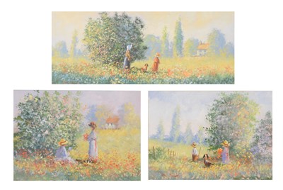 Lot 515 - David Short - Three watercolours - Landscapes with figures