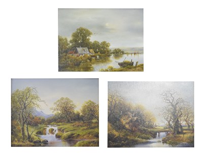 Lot 517 - Thomas Williams - Three oils on board - Rural landscapes