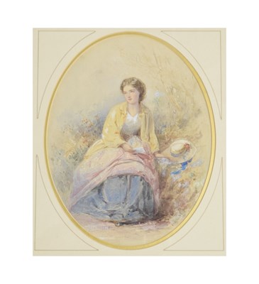 Lot 555 - Ethel Slade King - Oval watercolour - 'Portrait Study of a Young Lady'