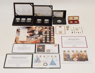 Lot 257 - George III three coin silver set, Westminster coin sets, Concorde set etc