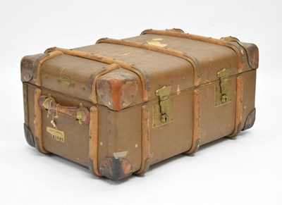 Lot 313 - 1930s wooden bound traveller's trunk