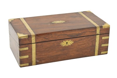 Lot 264 - 19th century rosewood brass bound writing box