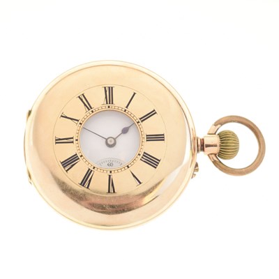 Lot 233 - Gentleman's 14K yellow metal half-hunter pocket watch