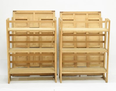 Lot 631 - Four folding wooden display shelves