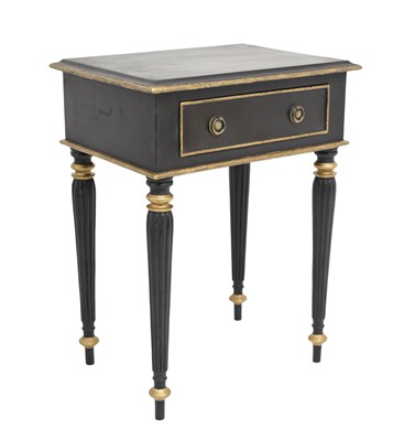 Lot 647 - Black and gilt painted side table