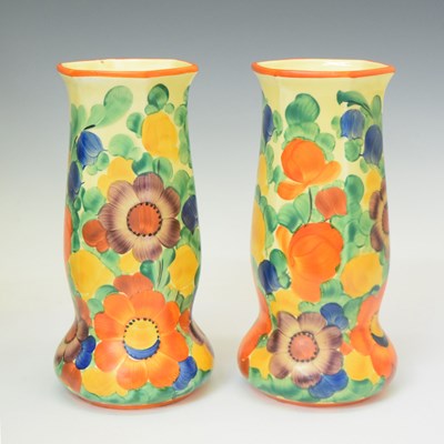 Lot 456 - Pair of Teplitz hexagonal vases