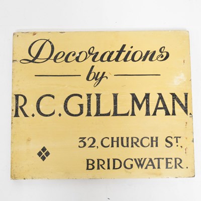 Lot 289 - Somerset Interest - Painted wooden shop sign 'Decorations by R. C. Gillman‘
