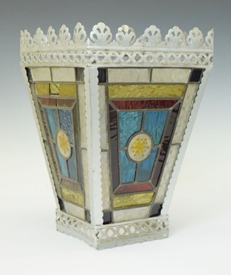Lot 341 - Late Victorian or Edwardian stained glass hall lantern