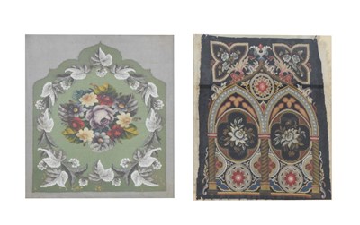 Lot 271 - Victorian beadwork and woolwork panel, etc.