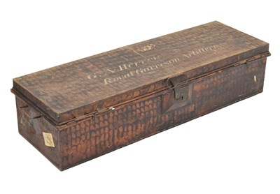 Lot 409 - Tinplate military box to G A Hervey