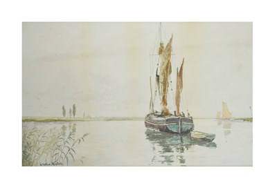 Lot 536 - William Tatton Winter, (1855-1928) - Watercolour - River scene with boats