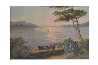 Lot 569 - Hermanus Johannes Veger - Oil on canvas - Mediterranean scene with boats