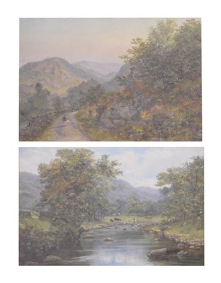 Lot 553 - Edith Francis (late 19th Century) - Pair of watercolours - ‘Bettws’ and mountainous landscape