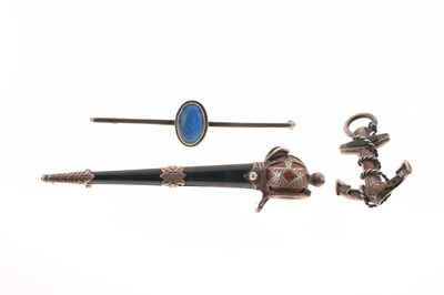 Lot 69 - Two Scottish style hardstone-set brooches