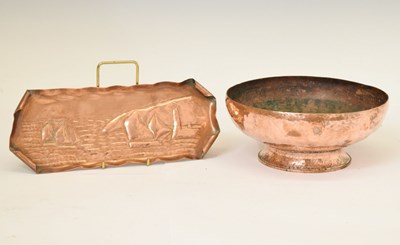 Lot 245 - Copper Arts & Crafts bowl and tray