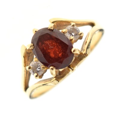 Lot 17 - Garnet dress ring, stamped '14K'